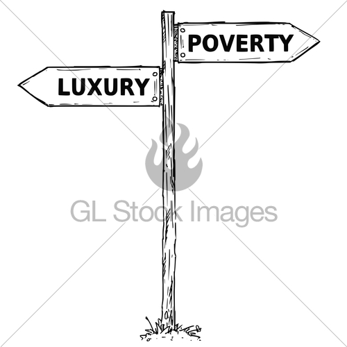 500x500 Cartoon Vector Direction Sign With Two Decision Arrows Po... Gl