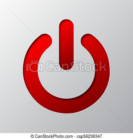 450x470 Paper Art Of Red Power Button. Vector Illustration. Paper... Eps