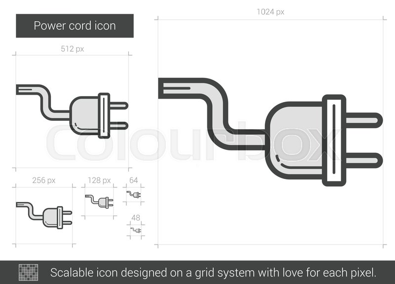 800x576 Power Cord Vector Line Icon Isolated On White Background. Power