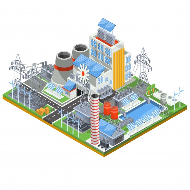 626x626 Isometric Vector Illustration Of A Thermal Thermal Power Plant