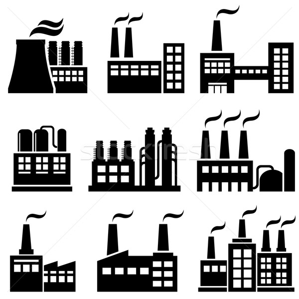 600x600 Industrial Buildings, Factories, Power Plants Vector Illustration