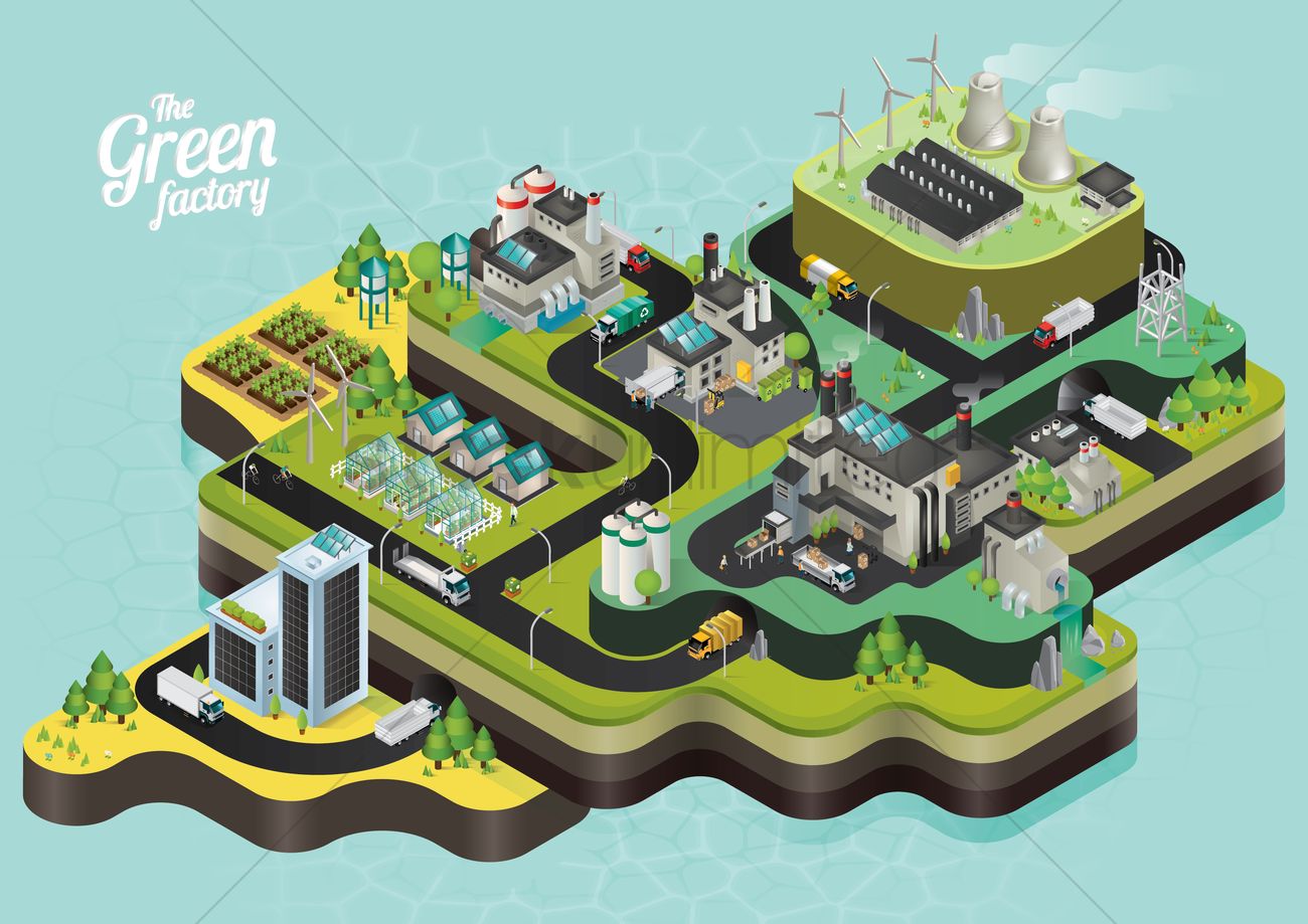 1300x919 Isometric Power Plant Vector Image