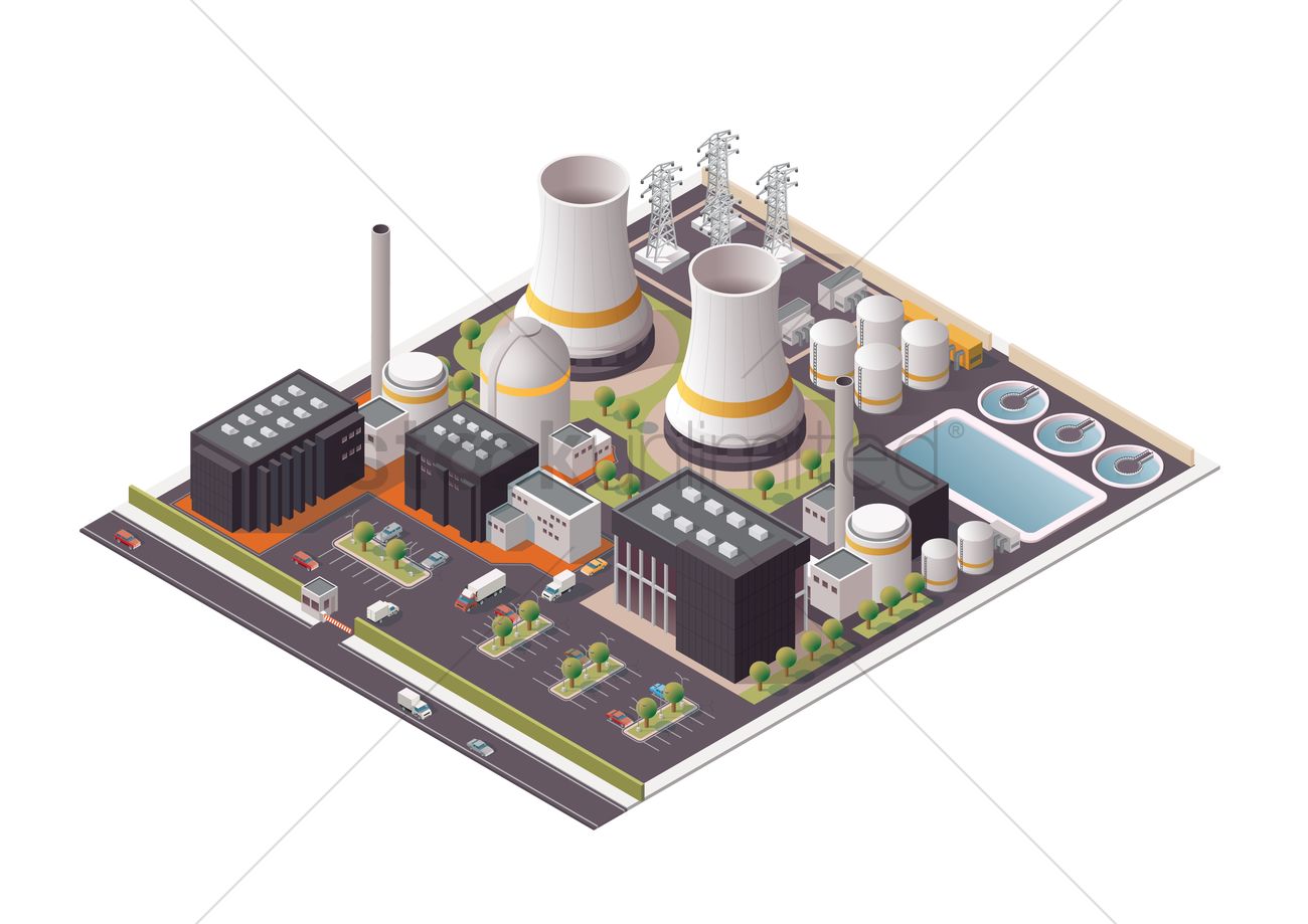 1300x919 Isometric Power Plant Vector Image