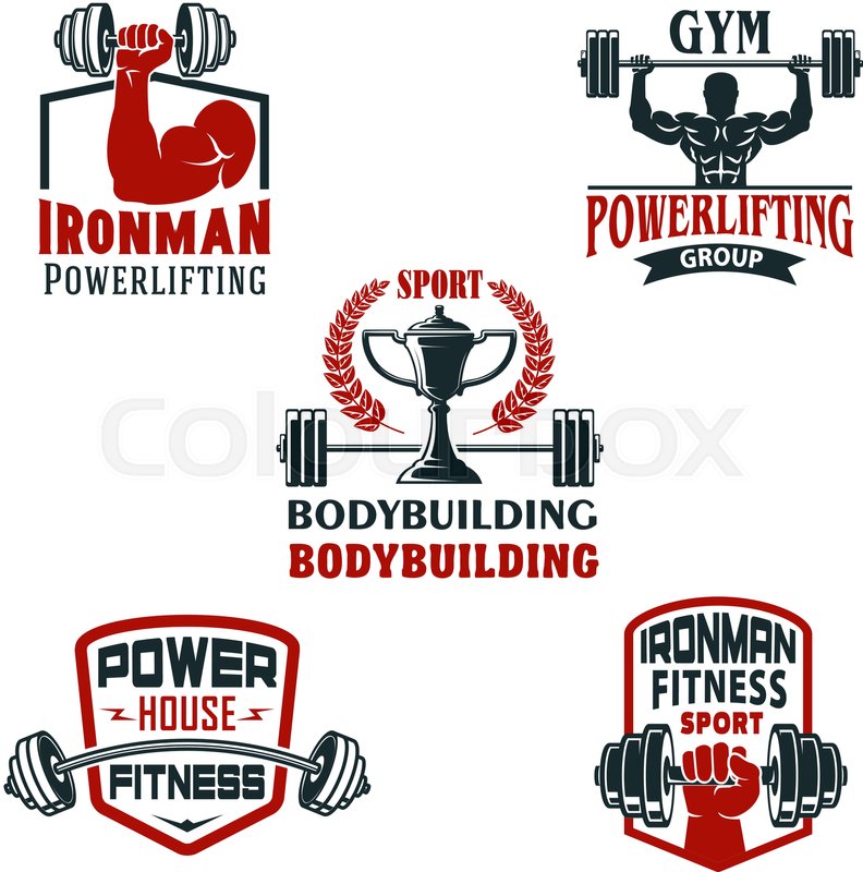 792x800 Gym Or Bodybuilding And Powerlifting Sport Club Icons Set. Vector