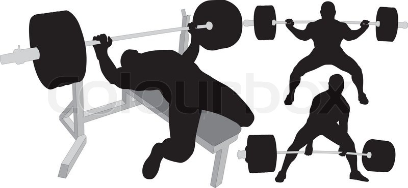 800x370 Powerlifting, Weightlifting Or Bodybuilding Vector Silhouettes On