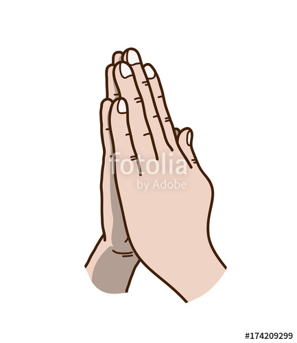 433x500 Praying Hands Vector Illustration, A Hand Drawn Vector Cartoon