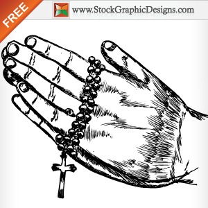 300x300 Hand Drawn Praying Hands Free Vector Illustration Free Vectors