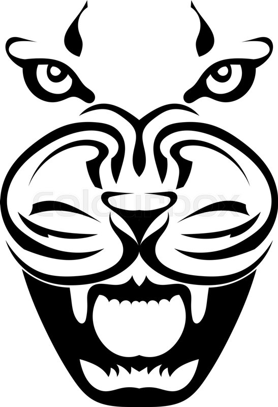 547x800 Silhouette Of A Face Of A Tiger In Full Face, A Grin Of A Predator