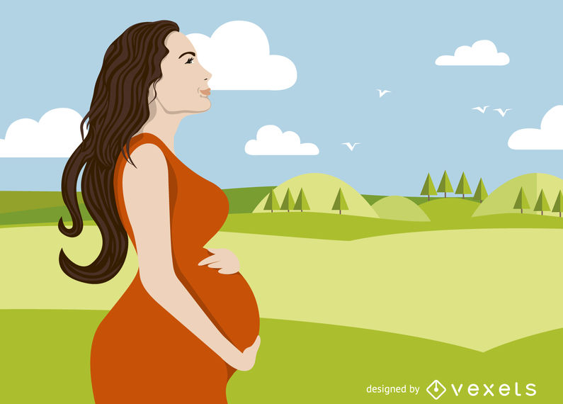 795x570 Flat Pregnant Woman Illustration