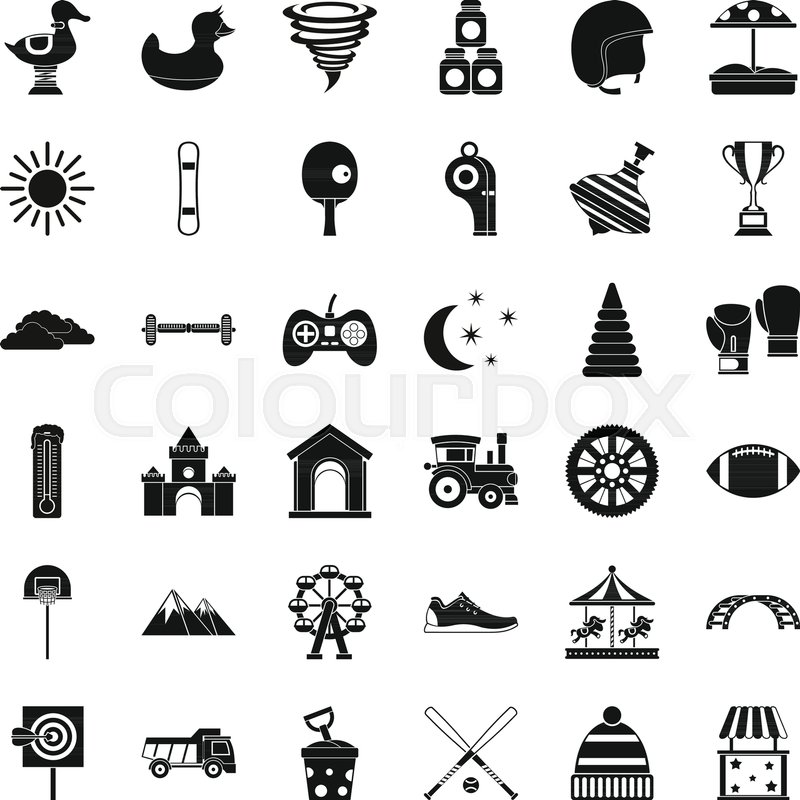 800x800 Preschool Icons Set. Simple Style Of 36 Preschool Vector Icons For