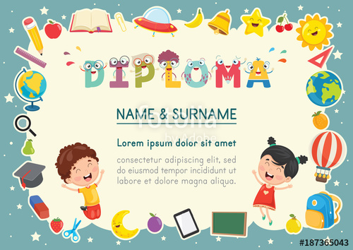 500x354 Vector Illustration Of Preschool Kids Diploma Stock Image And