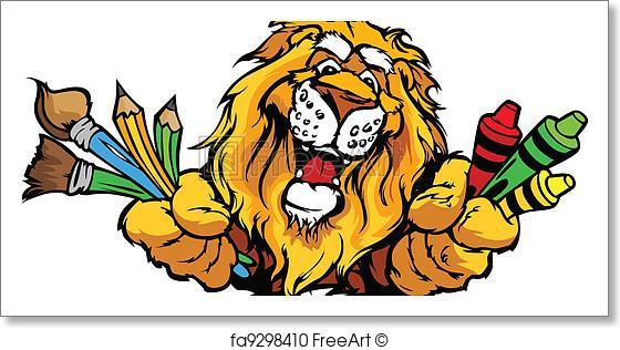 560x316 Free Art Print Of Happy Preschool Lion Mascot Cartoon Vector Image