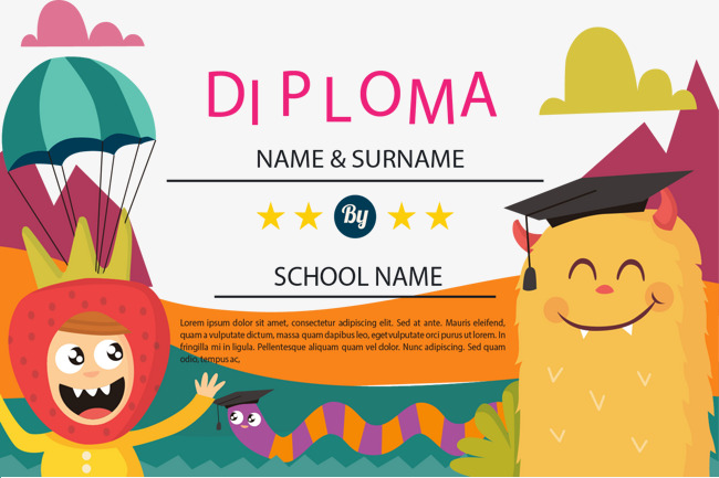 650x433 Lovely Color Children Diploma, Childhood Education, Preschool