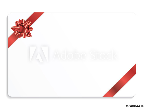 500x375 Gift Card With Bow (Vector Red Christmas Present Ribbon)