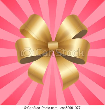 450x470 Gold Decorative Bow Vector Illustration Isolated. Gold Decorative