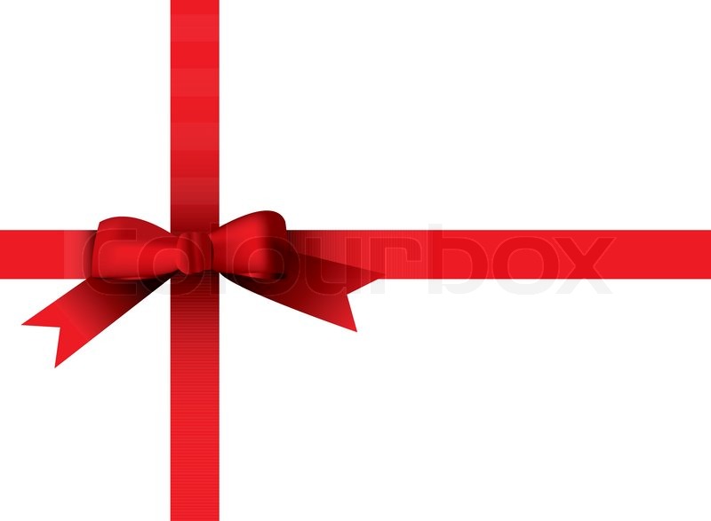 800x587 Illustrated Red Ribbon Round A Plain White Present Stock Vector
