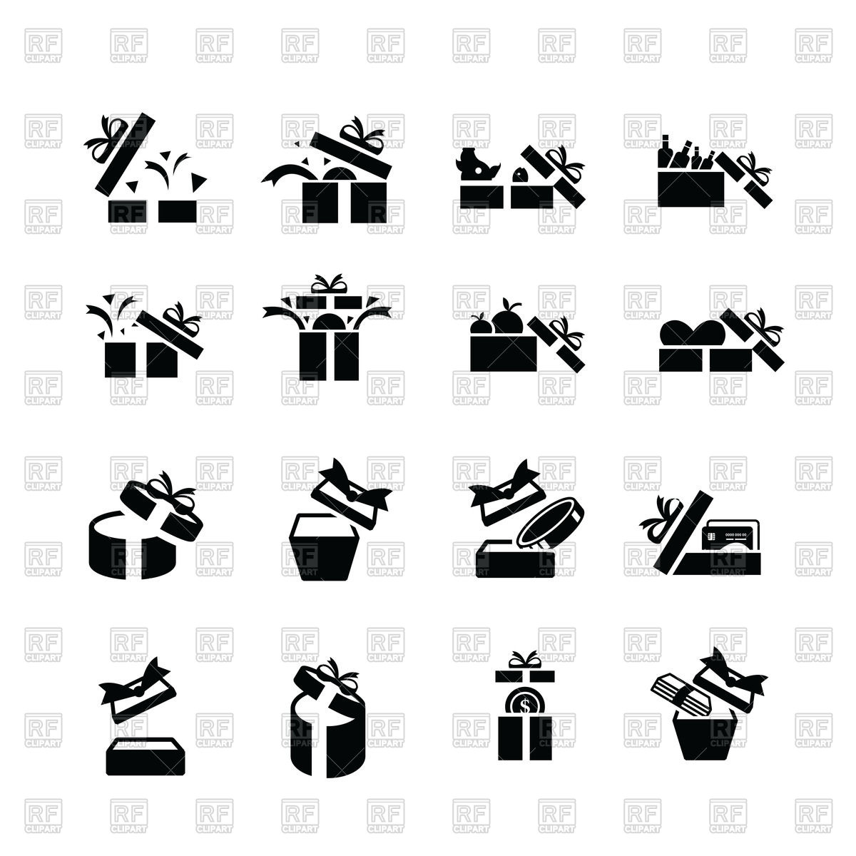 1200x1200 Set Of Open Gift Box Icons