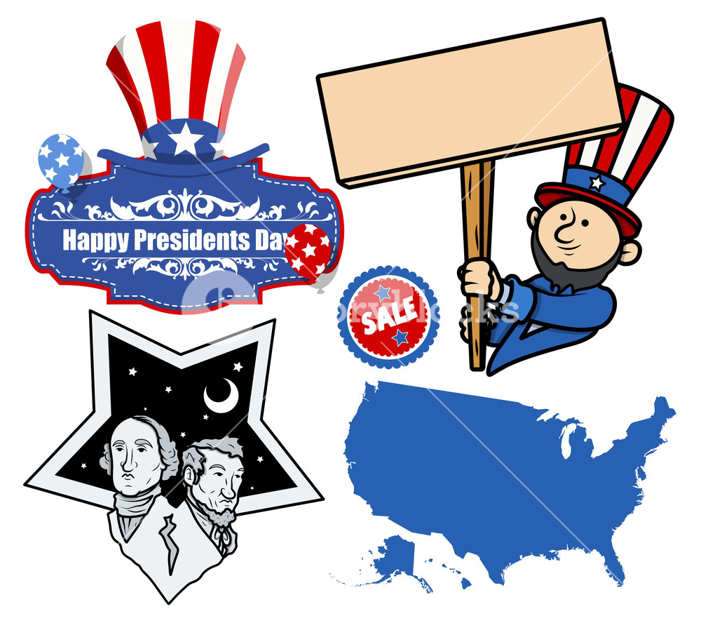 1000x888 United States Holidays Presidents Day Vector Set Royalty Free