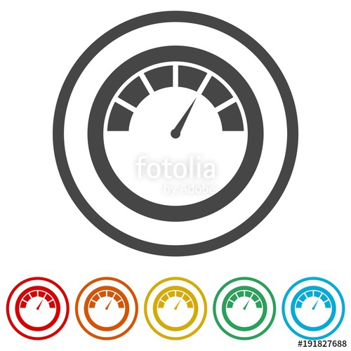 500x500 Pressure Gauge Icon, 6 Colors Included Stock Image And Royalty