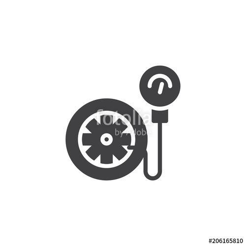 500x500 Tire Pressure Gauge Vector Icon. Filled Flat Sign For Mobile