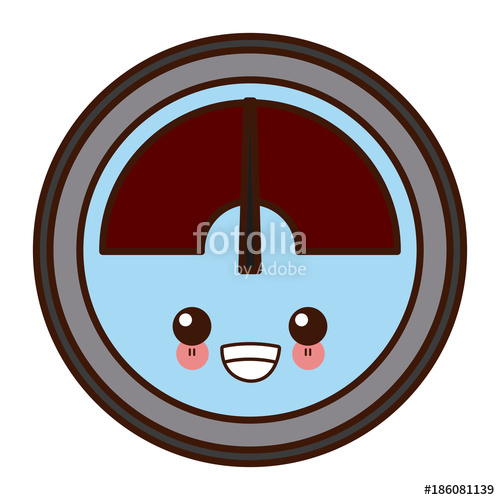 500x500 Round Pressure Gauge Cute Kawaii Cartoon Vector Illustration