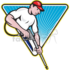300x300 Royalty Free Man Using A Pressure Washer 388660 Vector Clip Art