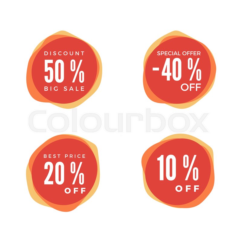 800x800 Discount Sticker Set. Sale Red Tag Isolated On White Background