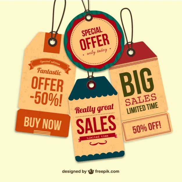 626x626 Retro Sales Tags Vector Free Download