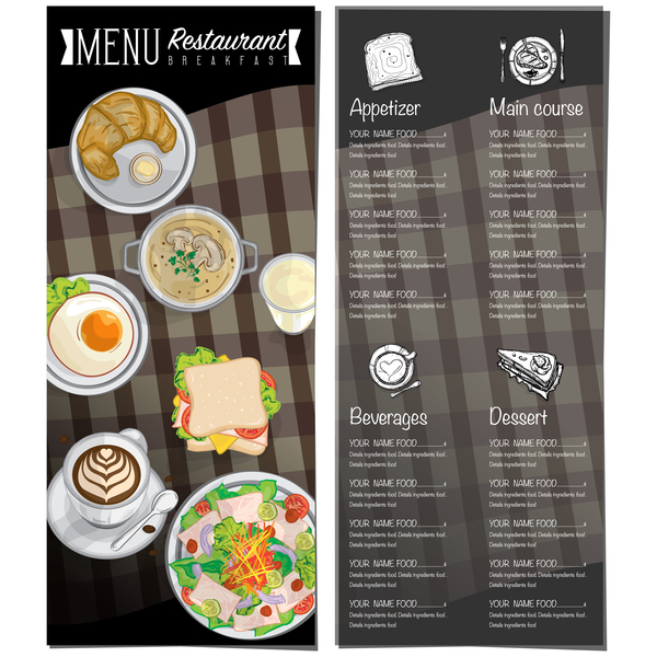 600x600 Restawrant Breakfast Menu With Price List Vector Design 07