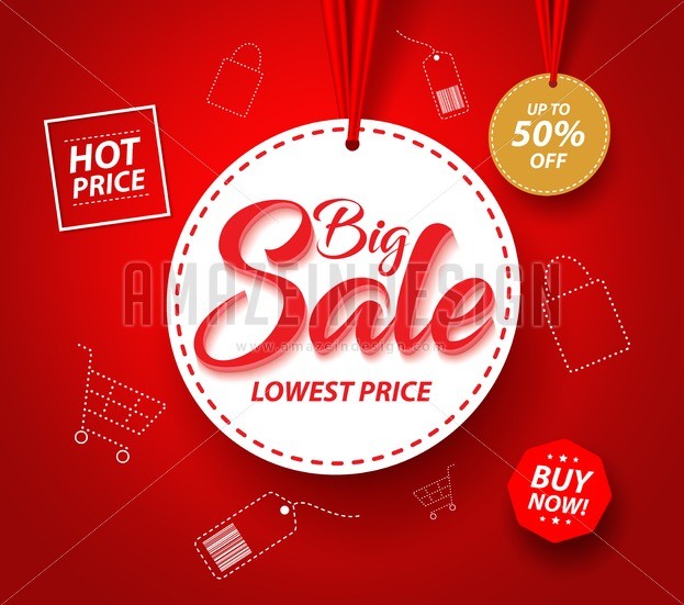 623x551 Big Sale Banner With Hanging Tag Price Vector