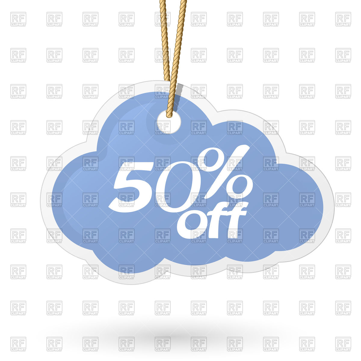1200x1200 Cloud Shaped Price Tag Hanging On Rope Vector Image Vector