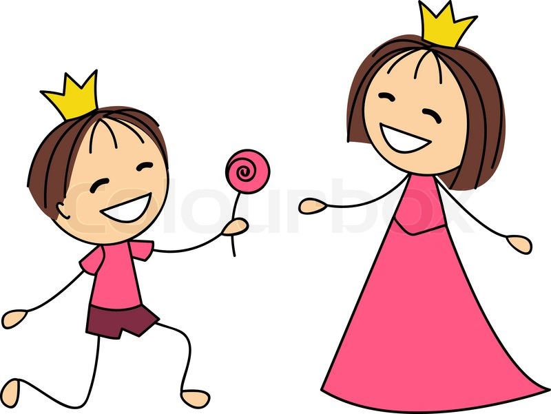 800x601 Cute Little Princess With Prince Stock Vector Colourbox