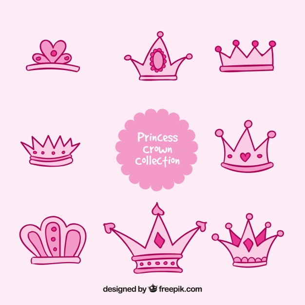 626x626 Pink Hand Drawn Princess Crown Collection Vector Free Download