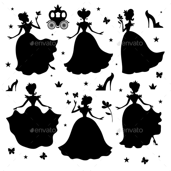 590x590 Little Princess Vector Silhouettes By Microvone Graphicriver