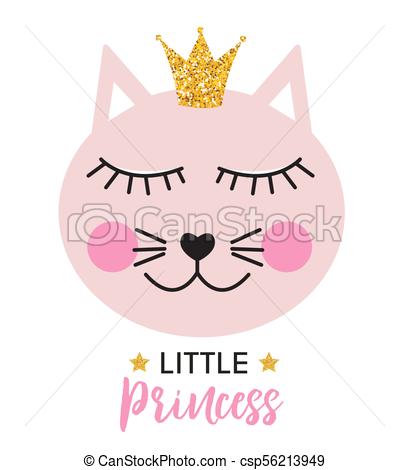409x470 Little Cute Cat Princess Vector Illustration Eps10.