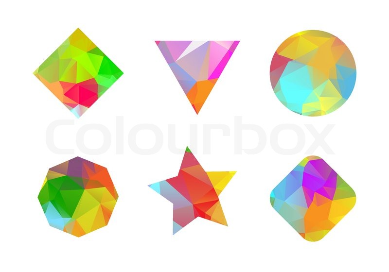 800x560 Set Of Colored Geometric Polygonal Shapes Stock Vector Colourbox