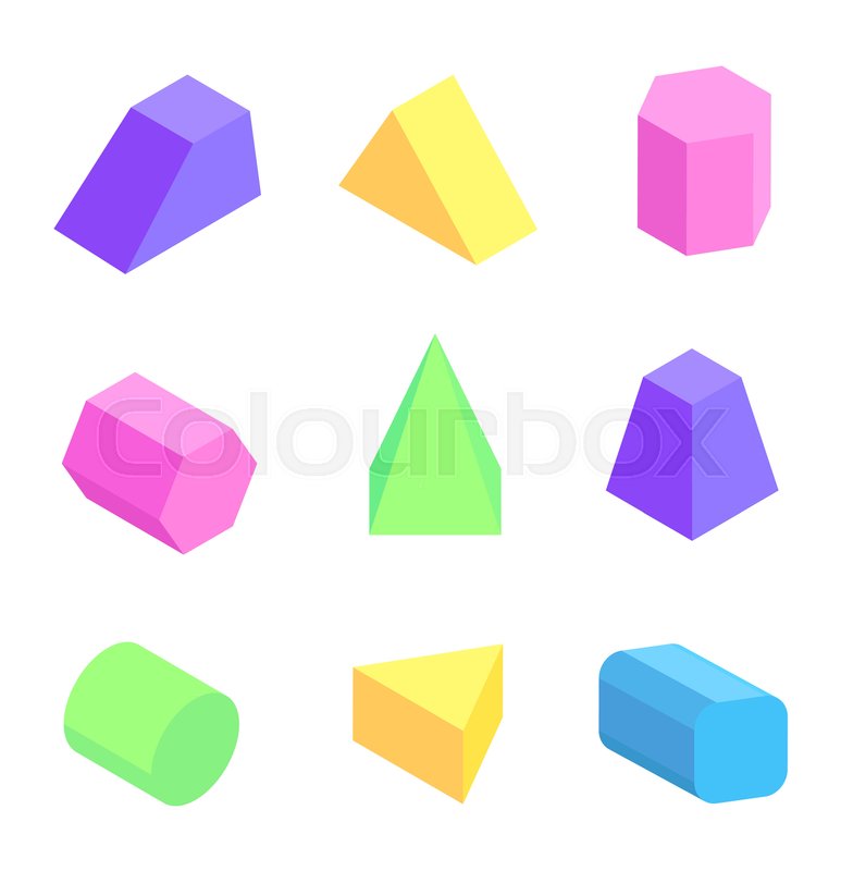 773x800 Bright Geometric Figures Set, Vector Illustration With Colorful