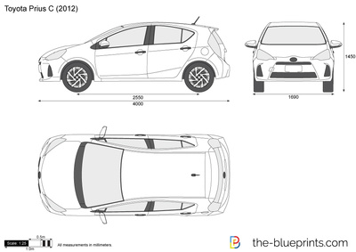 400x283 Toyota Prius C Vector Drawing