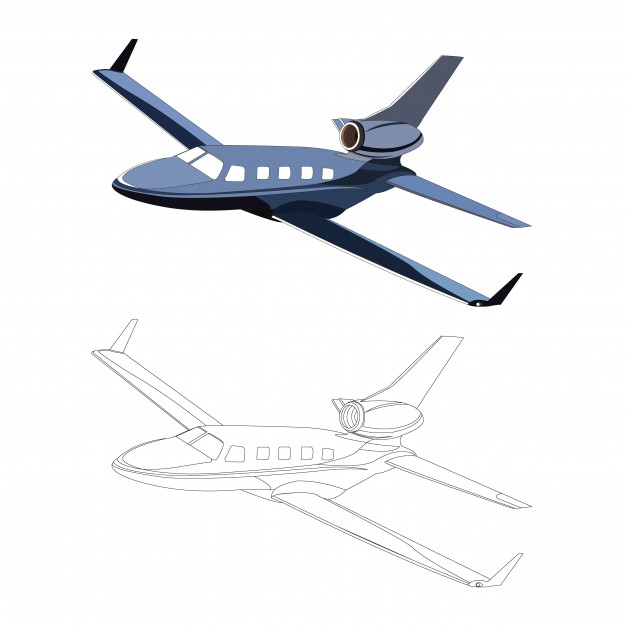 626x626 Detailed Side Of Blue Private Jet Airplane With Black Stroke