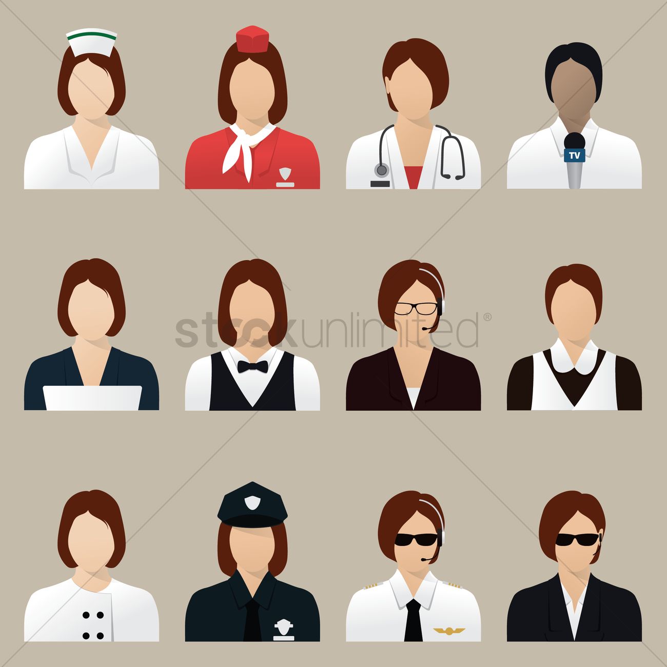 1300x1300 Set Of Professional Women Icons Vector Image