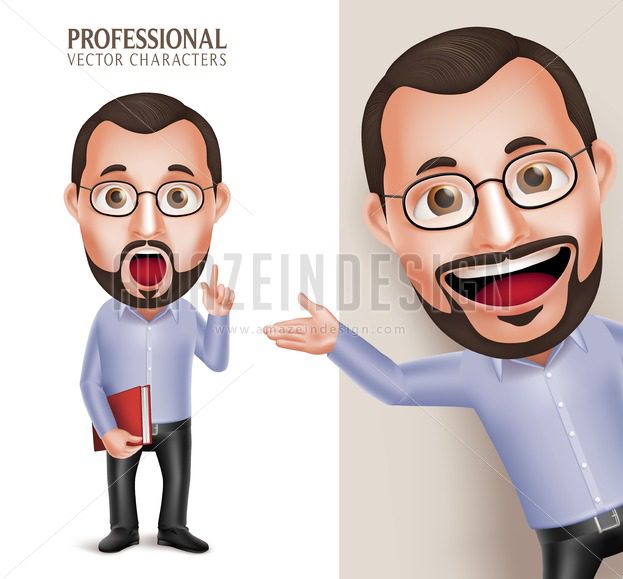 623x579 Professor Vector Character Holding Book