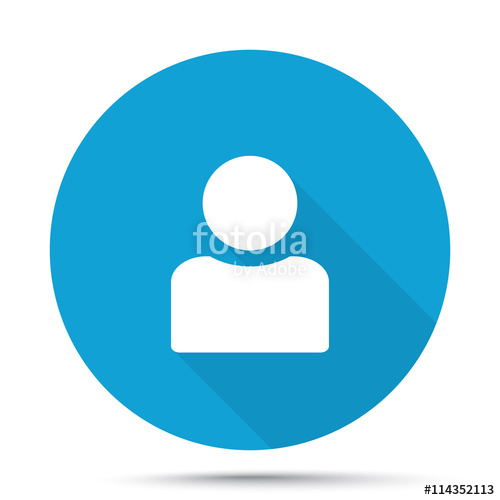 500x500 White Profile Icon On Blue Button Isolated On White Stock Image