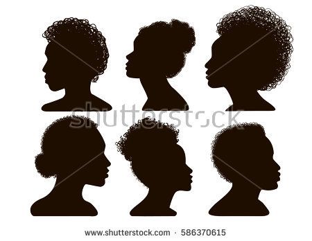 450x348 Silhouettes Of African American. Women Profile. Vector