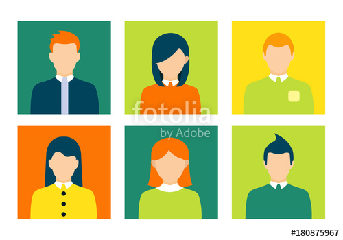 500x350 Avatar Flat Icon Design Face People Man Woman Cartoon Person