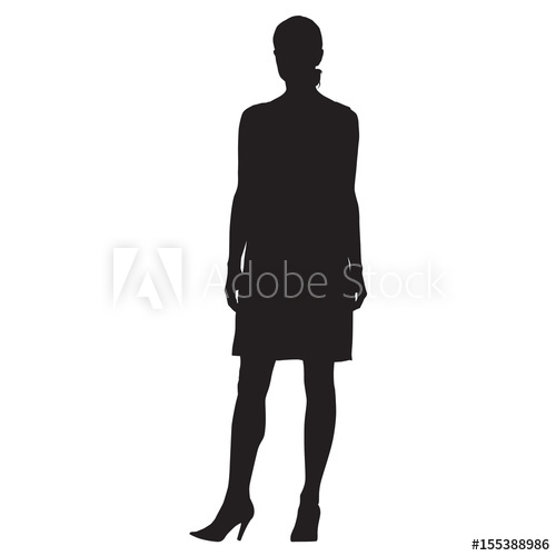 500x500 Standing Woman In High Heels Shoes, Formal Dress, Vector