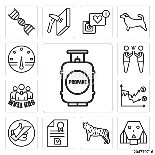 500x500 Set Of Propane Tank, Female Robot, Golden Tiger, Company