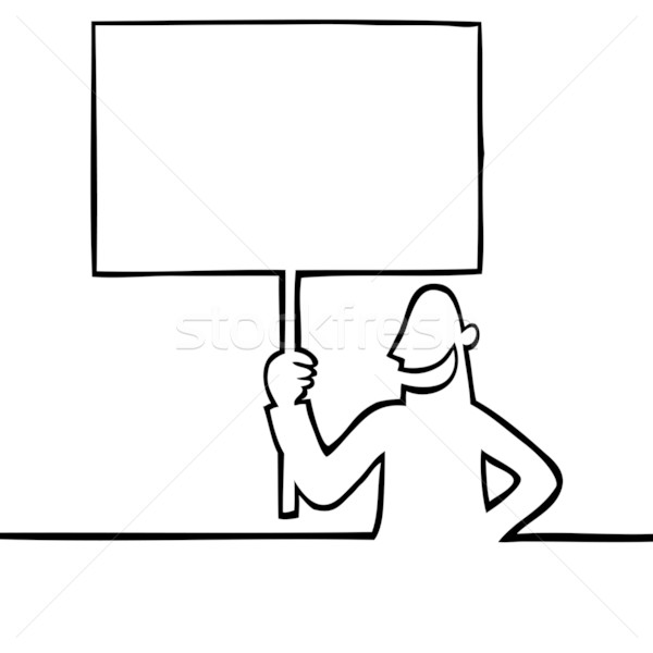 600x600 Man Holding A Protest Sign Vector Illustration Colin Cramm