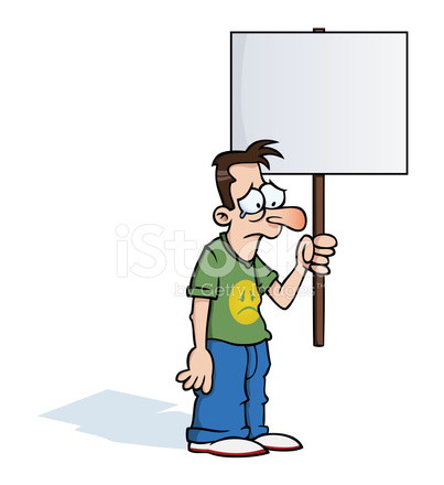 403x440 Sad Man With Protest Sign Stock Vector