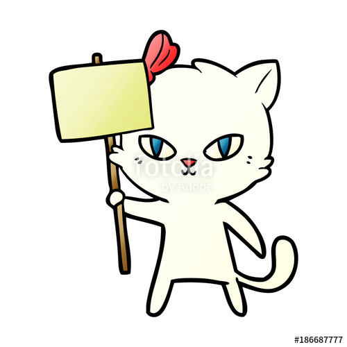 500x500 Cute Cartoon Cat With Protest Sign Stock Image And Royalty Free