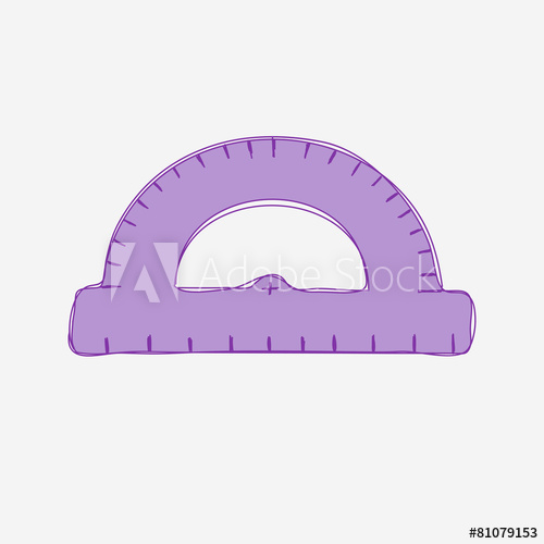 500x500 Hand Drawn Protractor. Vector Illustration. Doodle Style
